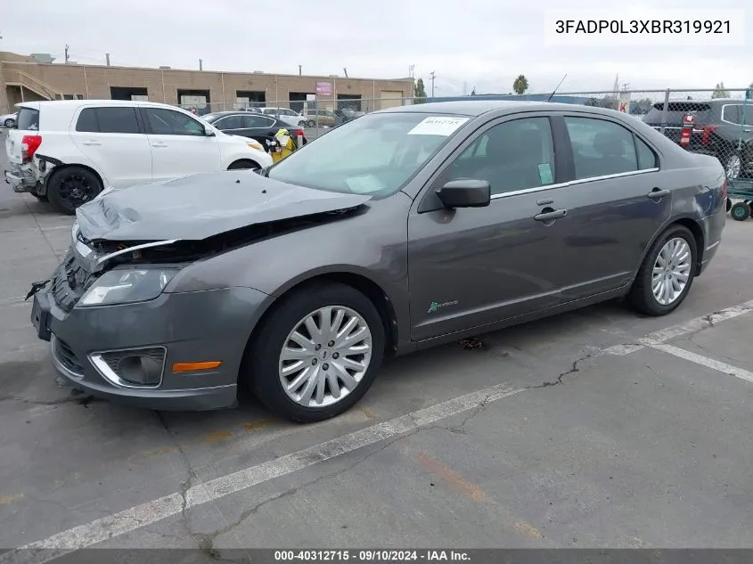 2011 Ford Fusion Hybrid VIN: 3FADP0L3XBR319921 Lot: 40312715