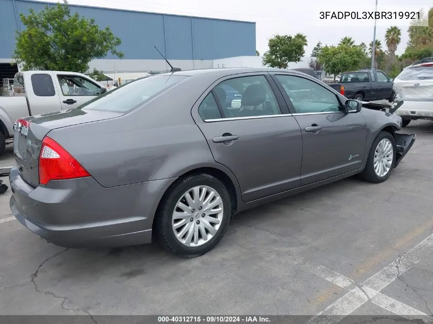 2011 Ford Fusion Hybrid VIN: 3FADP0L3XBR319921 Lot: 40312715