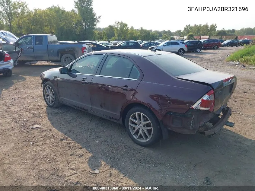 2011 Ford Fusion Sel VIN: 3FAHP0JA2BR321696 Lot: 40313968