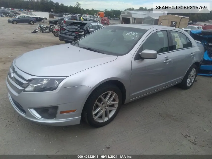 2011 Ford Fusion Sel VIN: 3FAHP0JG0BR315769 Lot: 40322913