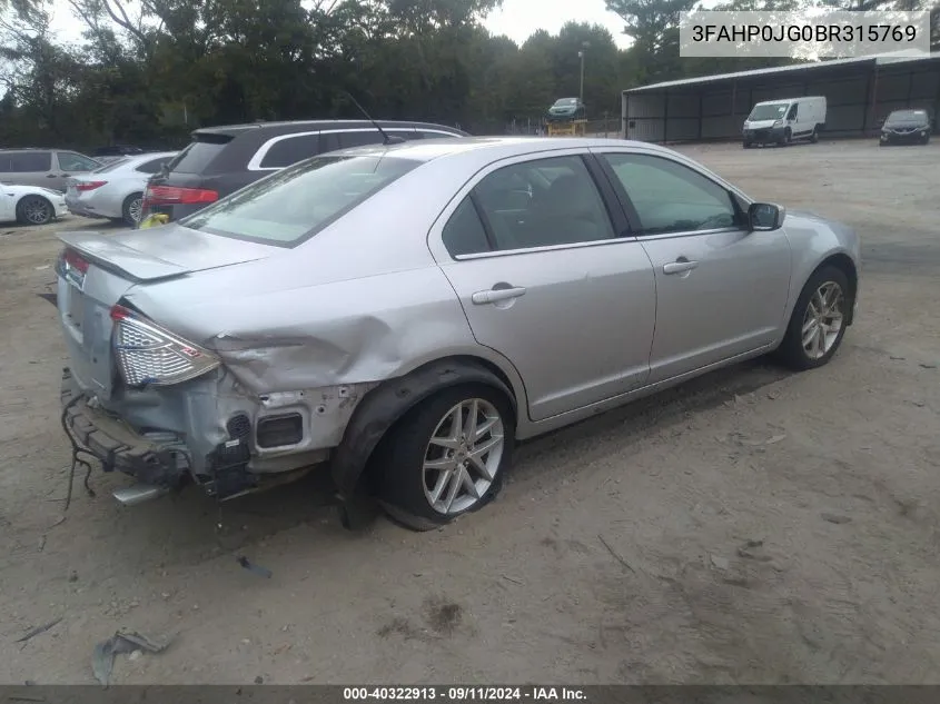 2011 Ford Fusion Sel VIN: 3FAHP0JG0BR315769 Lot: 40322913