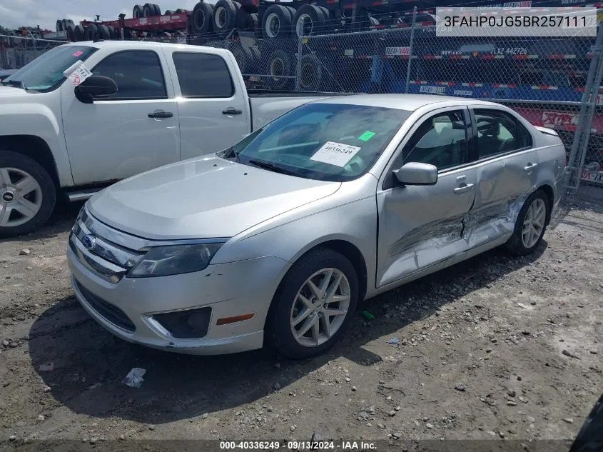 2011 Ford Fusion Sel VIN: 3FAHP0JG5BR257111 Lot: 40336249