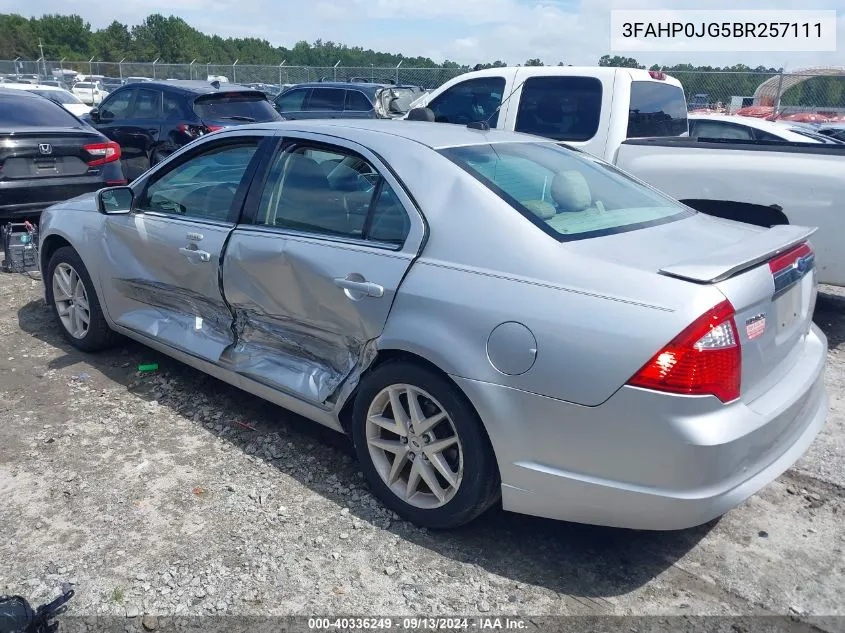 2011 Ford Fusion Sel VIN: 3FAHP0JG5BR257111 Lot: 40336249