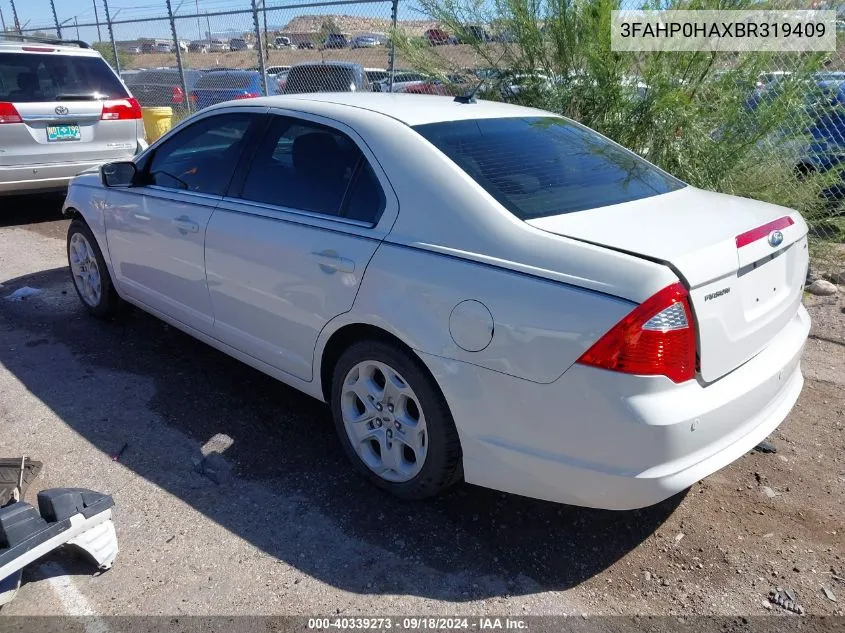 2011 Ford Fusion Se VIN: 3FAHP0HAXBR319409 Lot: 40339273