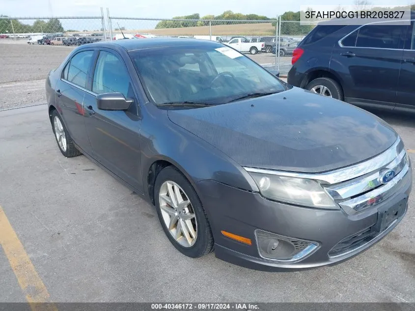 2011 Ford Fusion Sel VIN: 3FAHP0CG1BR205827 Lot: 40346172