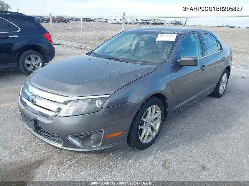 2011 Ford Fusion Sel VIN: 3FAHP0CG1BR205827 Lot: 40346172