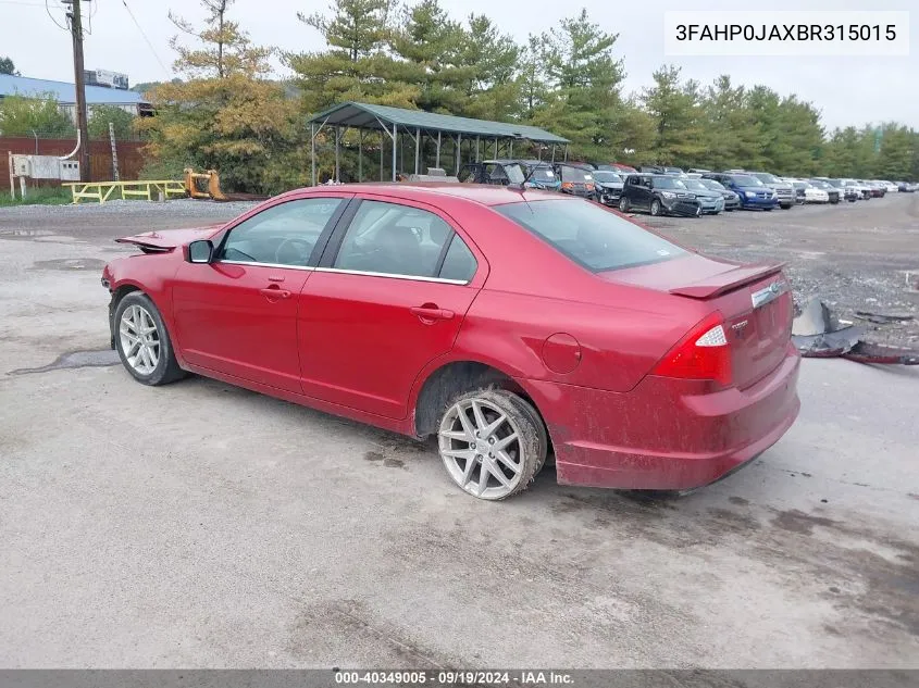 2011 Ford Fusion Sel VIN: 3FAHP0JAXBR315015 Lot: 40349005