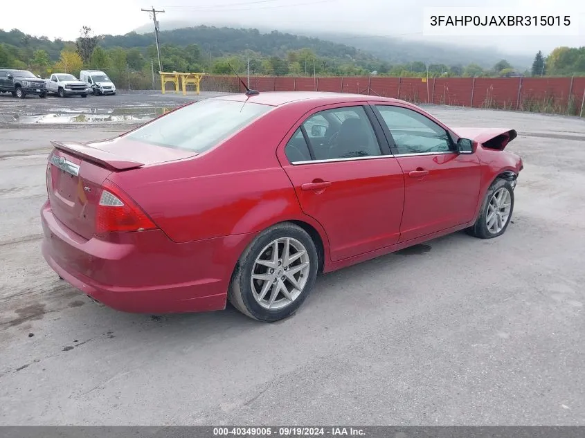 2011 Ford Fusion Sel VIN: 3FAHP0JAXBR315015 Lot: 40349005