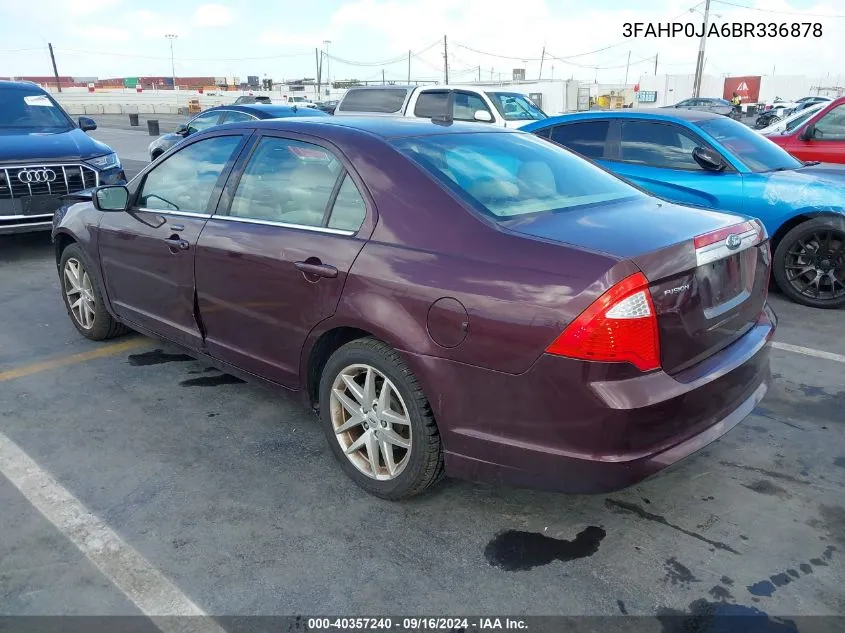 2011 Ford Fusion Sel VIN: 3FAHP0JA6BR336878 Lot: 40357240