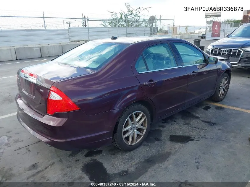 2011 Ford Fusion Sel VIN: 3FAHP0JA6BR336878 Lot: 40357240