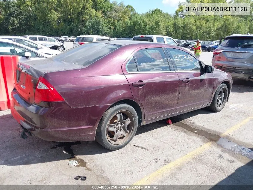 2011 Ford Fusion Se VIN: 3FAHP0HA6BR311128 Lot: 40357258