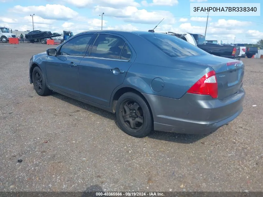 2011 Ford Fusion Se VIN: 3FAHP0HA7BR338340 Lot: 40365566