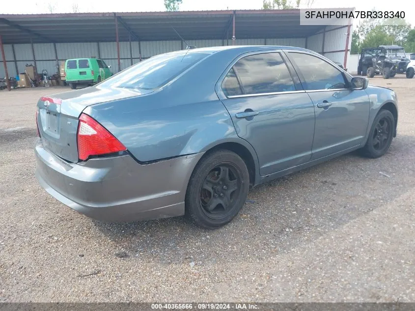 2011 Ford Fusion Se VIN: 3FAHP0HA7BR338340 Lot: 40365566