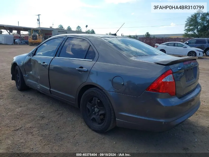 2011 Ford Fusion Se VIN: 3FAHP0HA4BR310799 Lot: 40375404