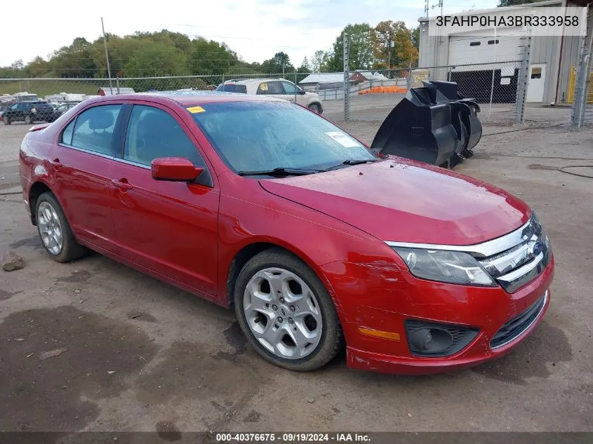 2011 Ford Fusion Se VIN: 3FAHP0HA3BR333958 Lot: 40376675