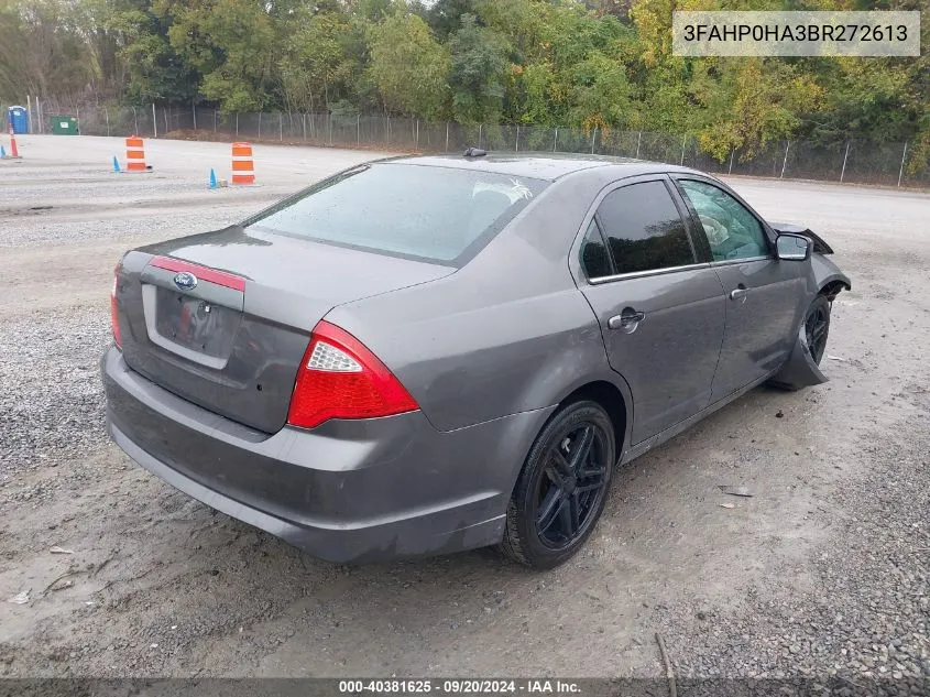 2011 Ford Fusion Se VIN: 3FAHP0HA3BR272613 Lot: 40381625