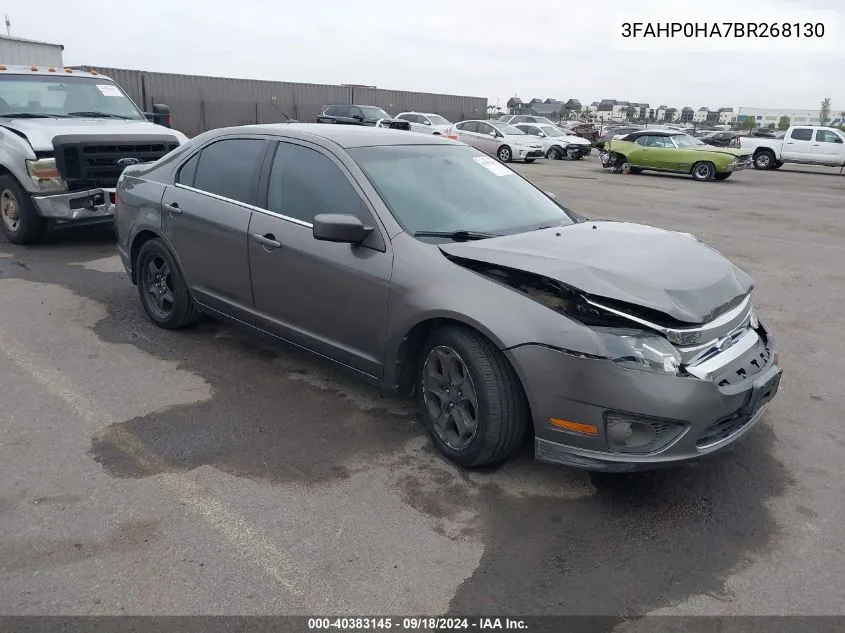 2011 Ford Fusion Se VIN: 3FAHP0HA7BR268130 Lot: 40383145