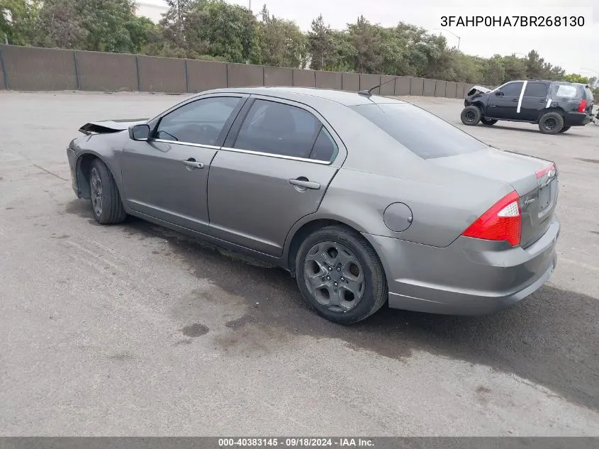 2011 Ford Fusion Se VIN: 3FAHP0HA7BR268130 Lot: 40383145