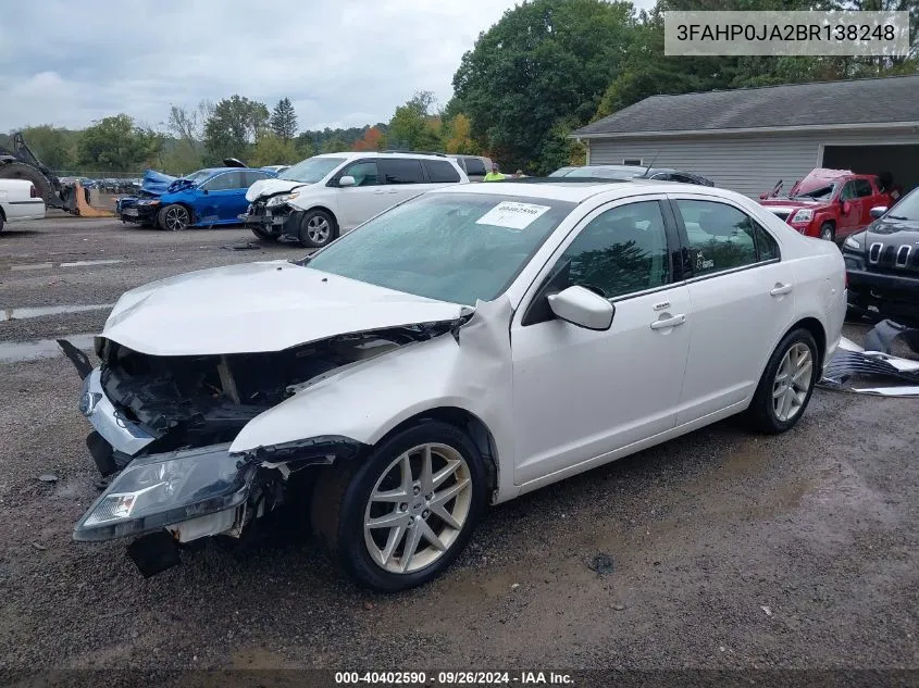 2011 Ford Fusion Sel VIN: 3FAHP0JA2BR138248 Lot: 40402590