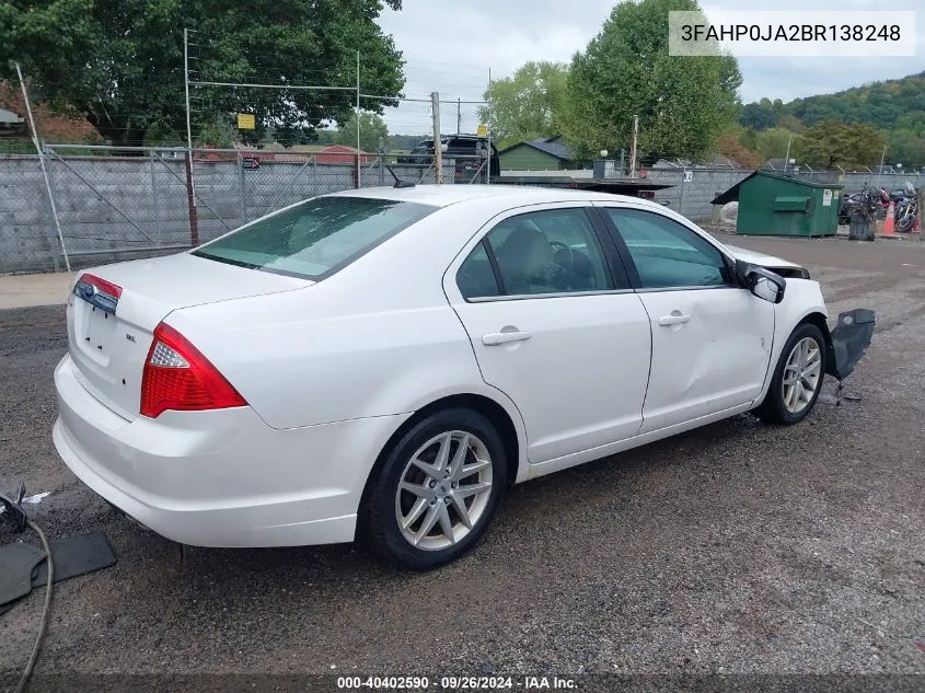 2011 Ford Fusion Sel VIN: 3FAHP0JA2BR138248 Lot: 40402590