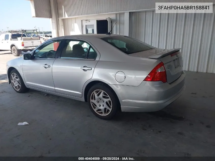 2011 Ford Fusion Se VIN: 3FAHP0HA5BR158841 Lot: 40404589