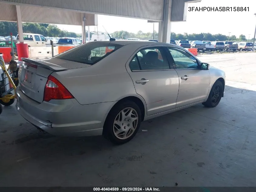 2011 Ford Fusion Se VIN: 3FAHP0HA5BR158841 Lot: 40404589