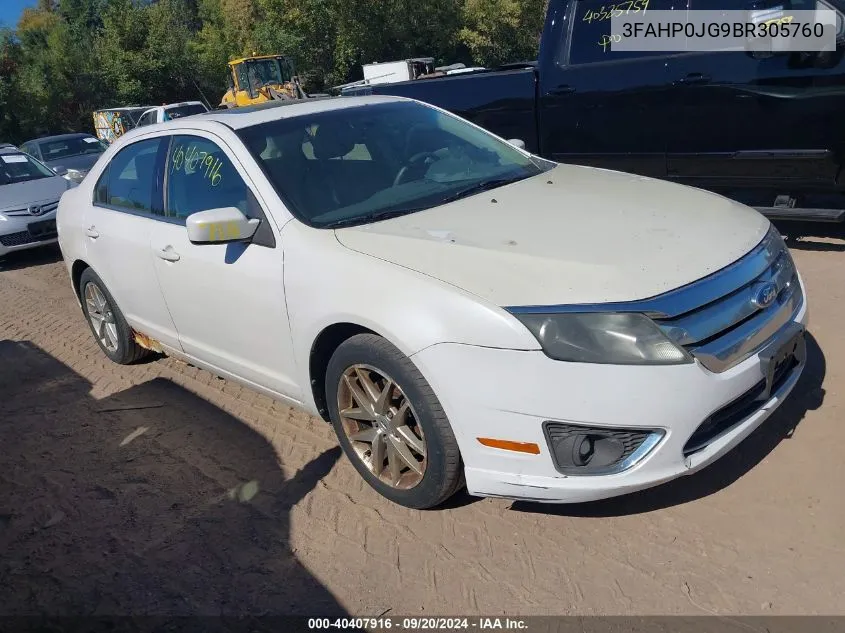 2011 Ford Fusion Sel VIN: 3FAHP0JG9BR305760 Lot: 40407916