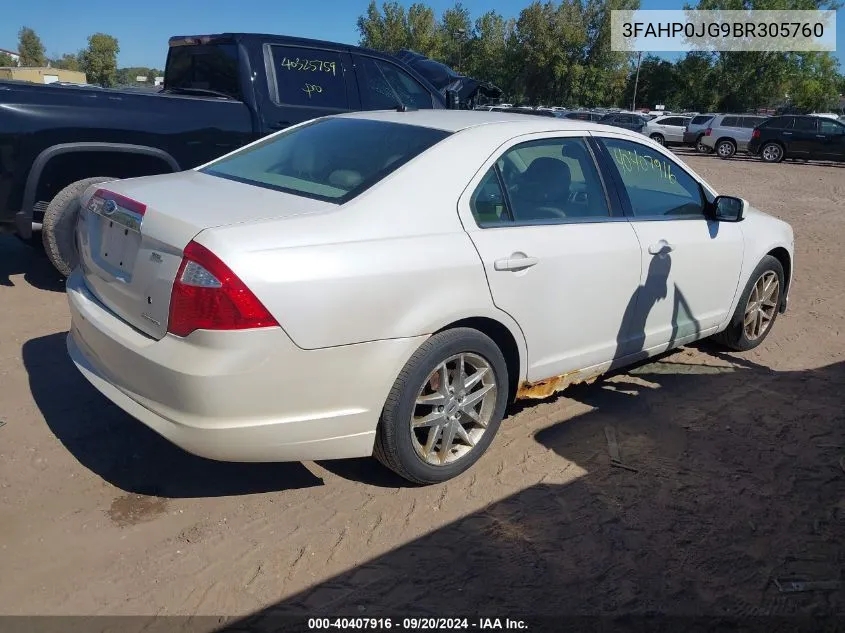 2011 Ford Fusion Sel VIN: 3FAHP0JG9BR305760 Lot: 40407916