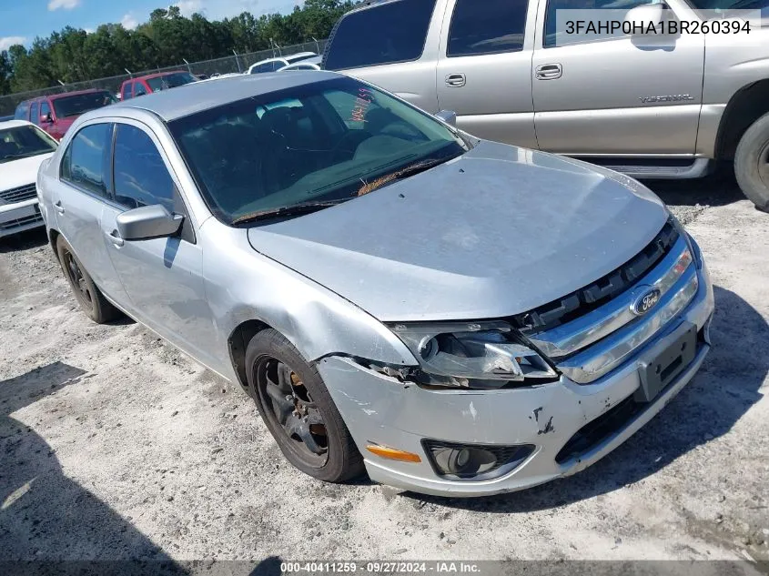 2011 Ford Fusion Se VIN: 3FAHP0HA1BR260394 Lot: 40411259