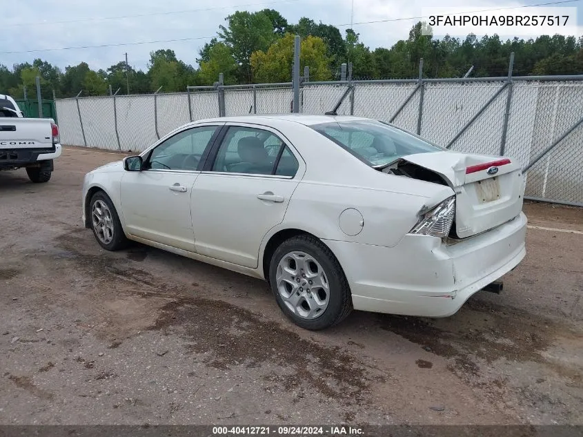 3FAHP0HA9BR257517 2011 Ford Fusion Se