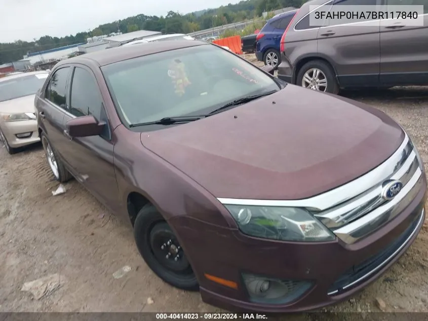 2011 Ford Fusion Se VIN: 3FAHP0HA7BR117840 Lot: 40414023