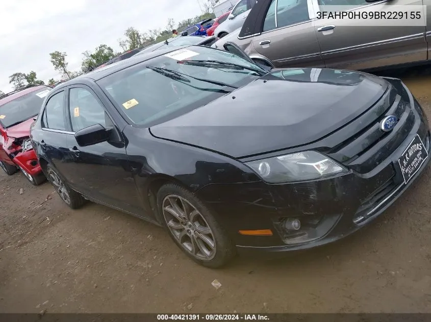 2011 Ford Fusion Se VIN: 3FAHP0HG9BR229155 Lot: 40421391