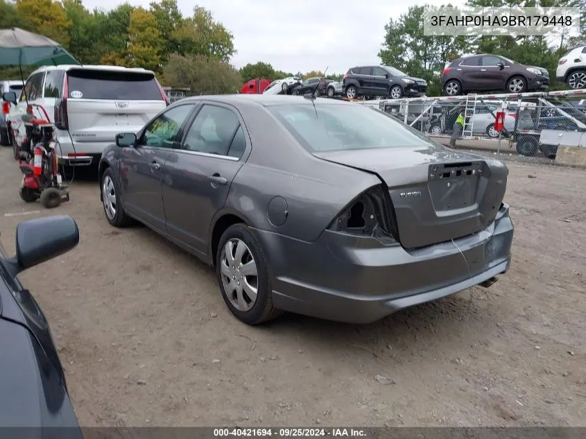 2011 Ford Fusion Se VIN: 3FAHP0HA9BR179448 Lot: 40421694