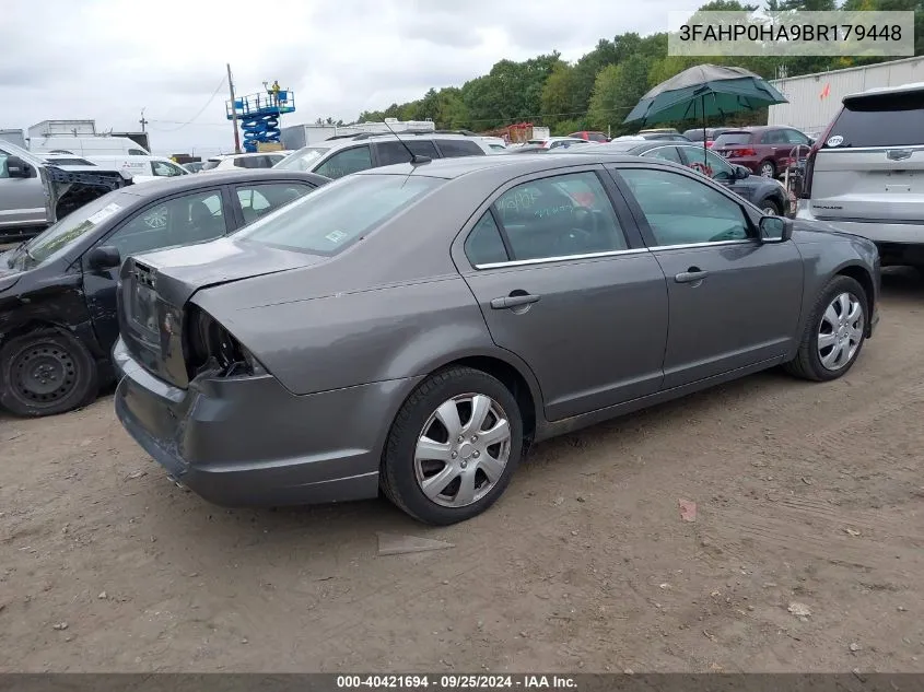 2011 Ford Fusion Se VIN: 3FAHP0HA9BR179448 Lot: 40421694