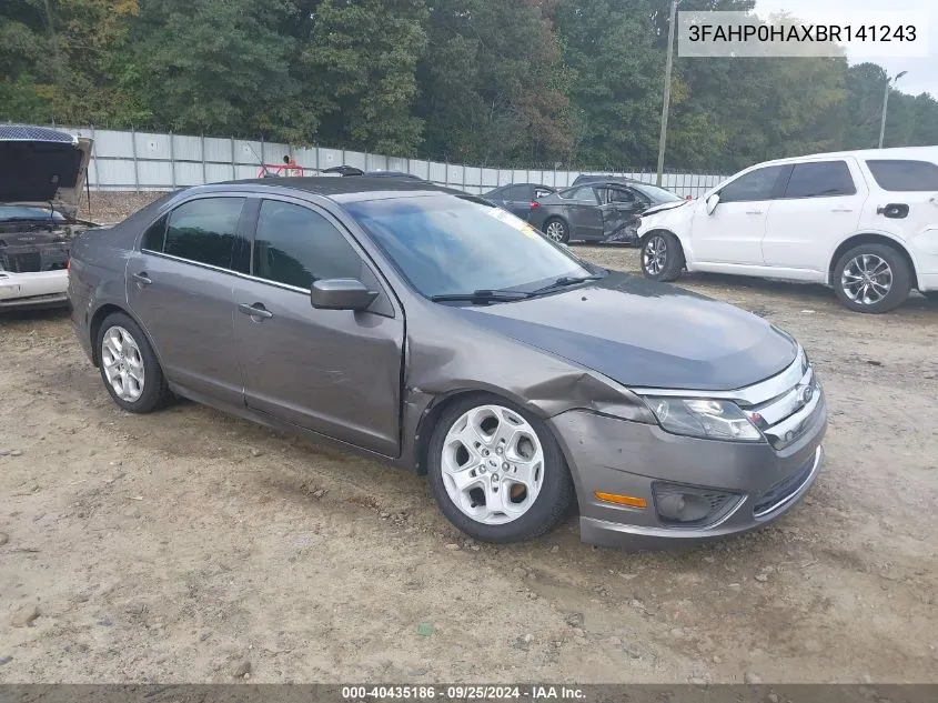 2011 Ford Fusion Se VIN: 3FAHP0HAXBR141243 Lot: 40435186