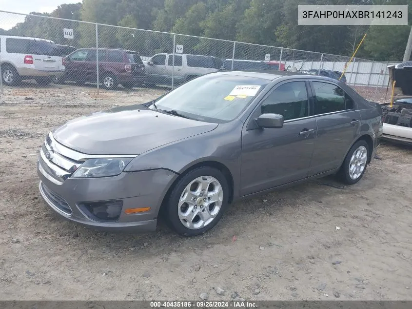 2011 Ford Fusion Se VIN: 3FAHP0HAXBR141243 Lot: 40435186