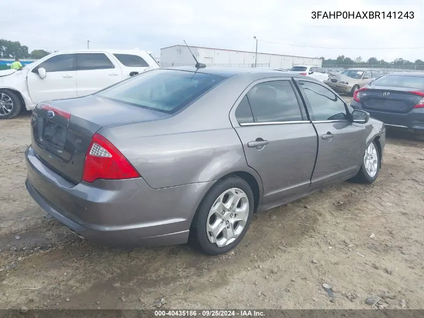 2011 Ford Fusion Se VIN: 3FAHP0HAXBR141243 Lot: 40435186