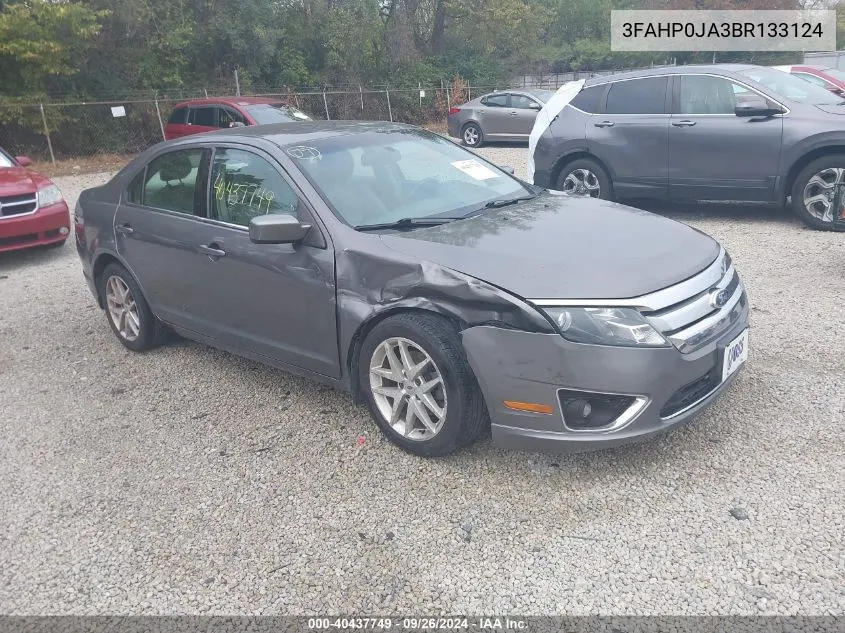 2011 Ford Fusion Sel VIN: 3FAHP0JA3BR133124 Lot: 40437749