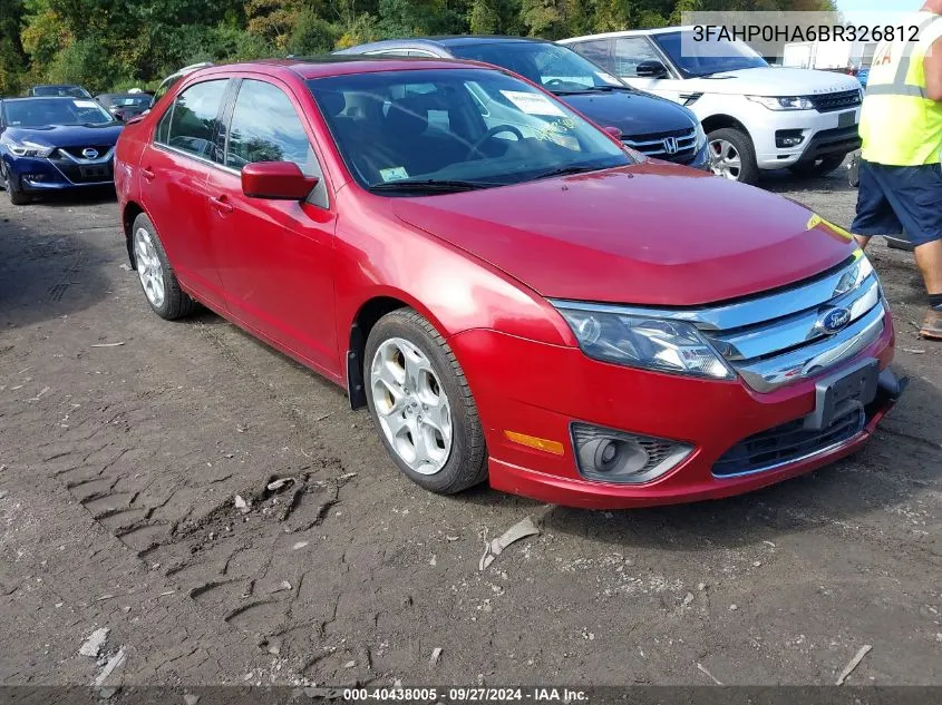 2011 Ford Fusion Se VIN: 3FAHP0HA6BR326812 Lot: 40438005