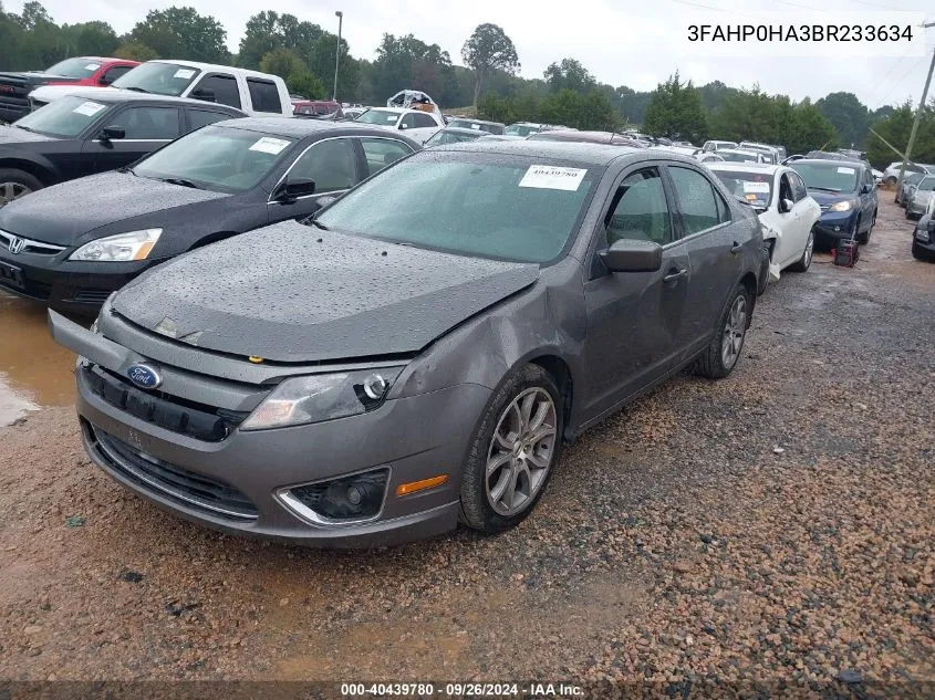 2011 Ford Fusion Se VIN: 3FAHP0HA3BR233634 Lot: 40439780