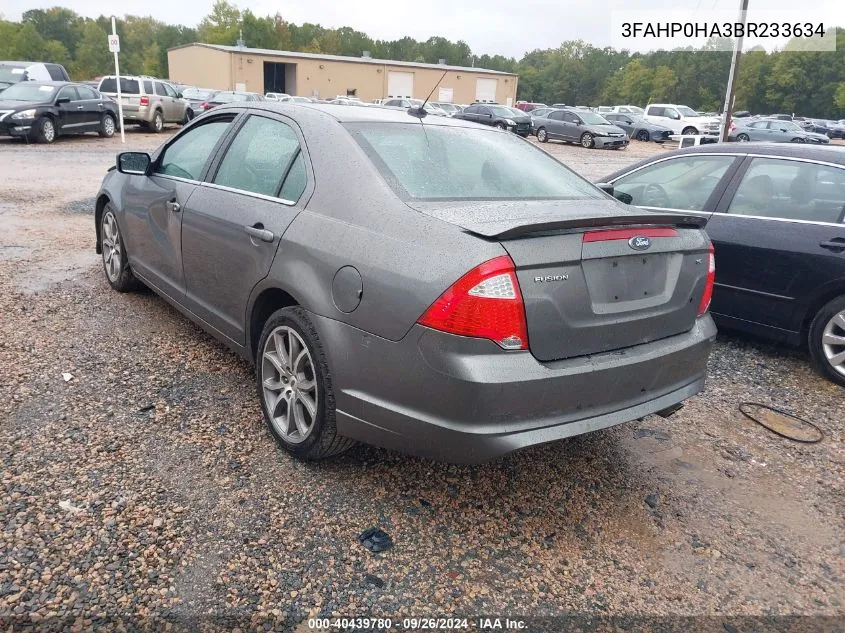 2011 Ford Fusion Se VIN: 3FAHP0HA3BR233634 Lot: 40439780