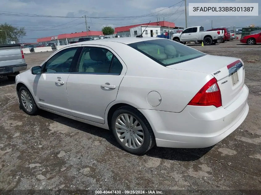 2011 Ford Fusion Hybrid VIN: 3FADP0L33BR301387 Lot: 40447430