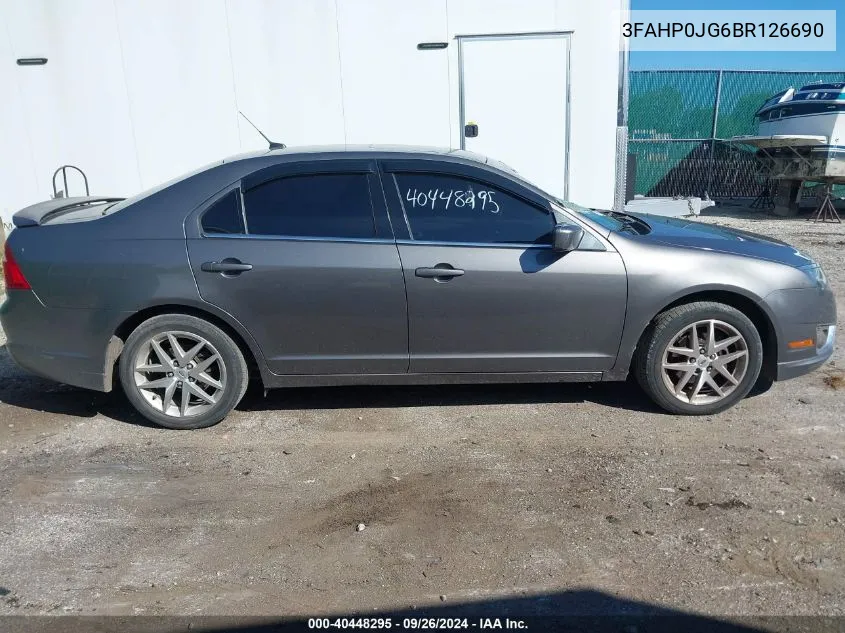 2011 Ford Fusion Sel VIN: 3FAHP0JG6BR126690 Lot: 40448295