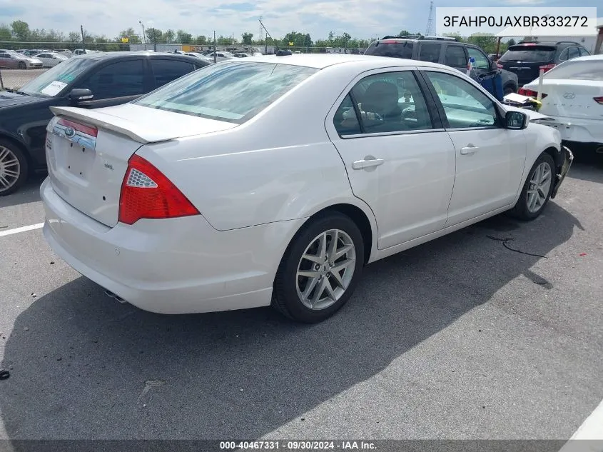 2011 Ford Fusion Sel VIN: 3FAHP0JAXBR333272 Lot: 40467331