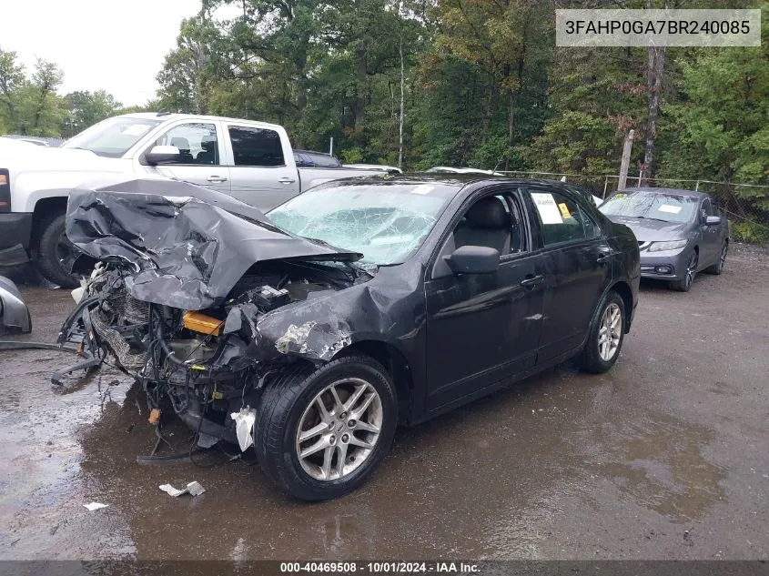 2011 Ford Fusion S VIN: 3FAHP0GA7BR240085 Lot: 40469508