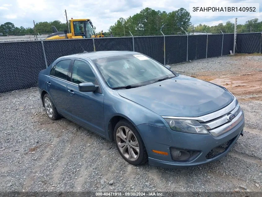 2011 Ford Fusion Se VIN: 3FAHP0HA1BR140952 Lot: 40471918