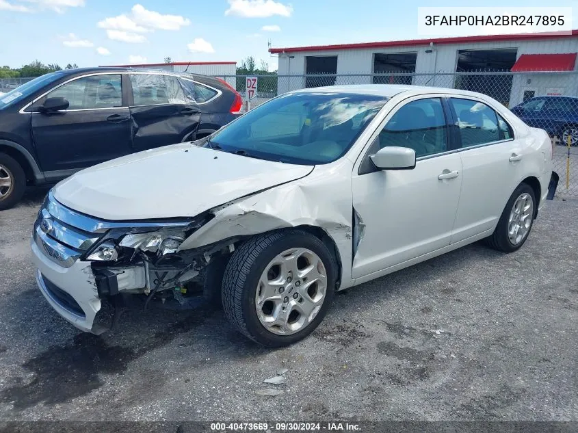 2011 Ford Fusion Se VIN: 3FAHP0HA2BR247895 Lot: 40473669