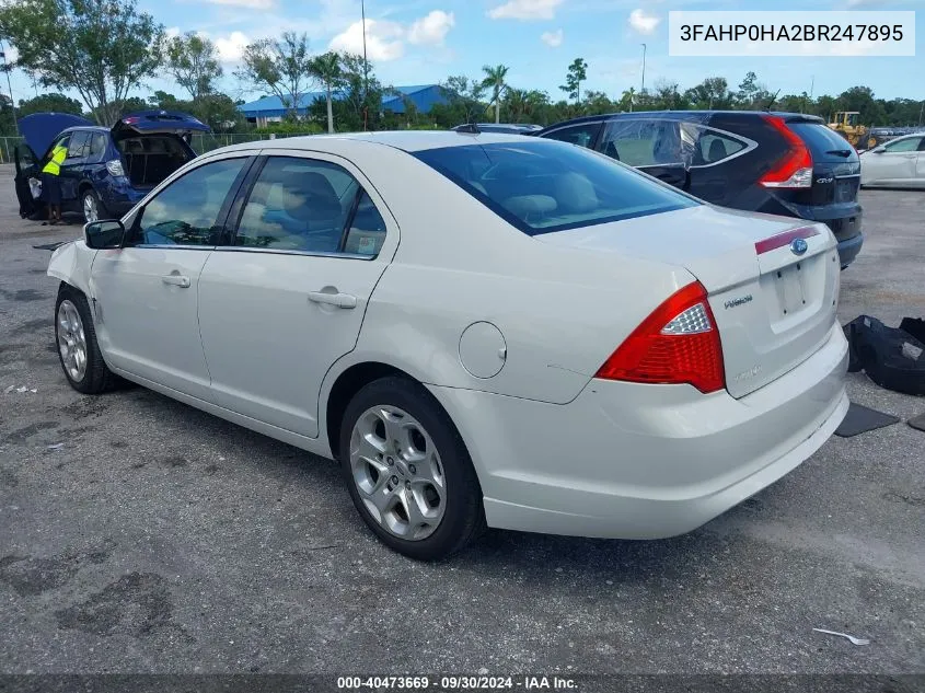 2011 Ford Fusion Se VIN: 3FAHP0HA2BR247895 Lot: 40473669