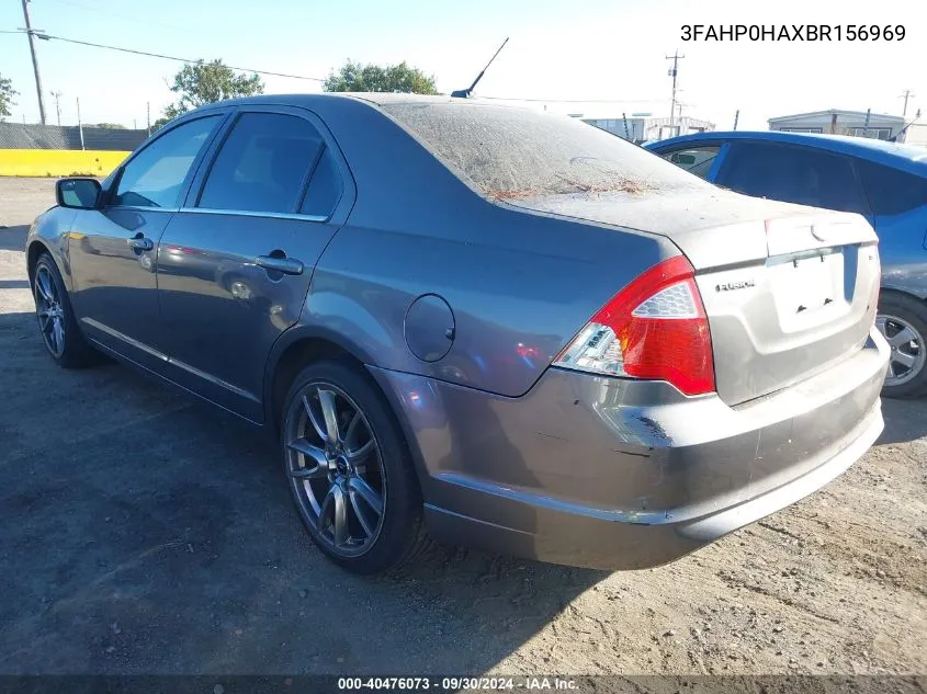 2011 Ford Fusion Se VIN: 3FAHP0HAXBR156969 Lot: 40476073