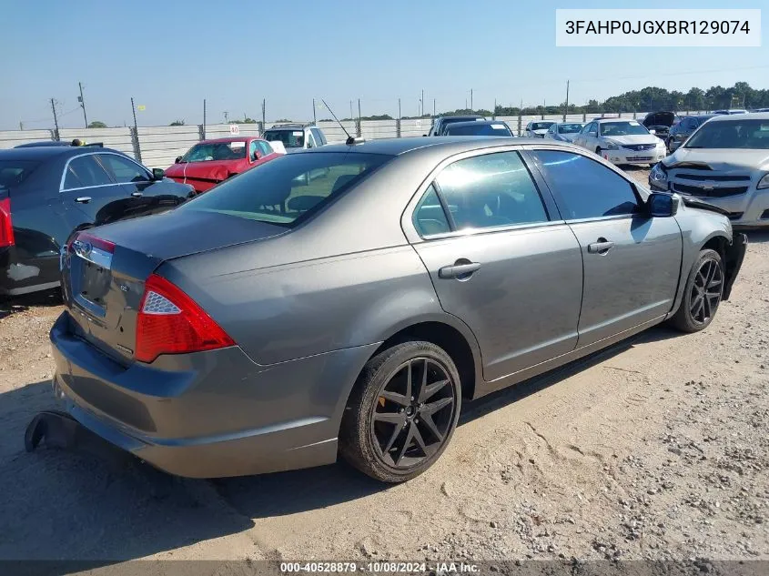 2011 Ford Fusion Sel VIN: 3FAHP0JGXBR129074 Lot: 40528879